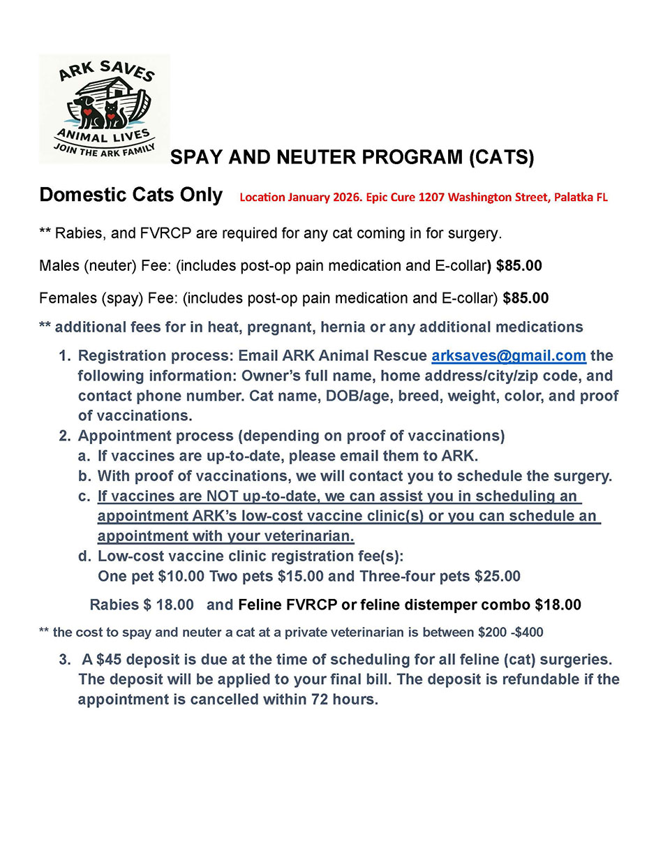Spay & Neuter flyer for Cats